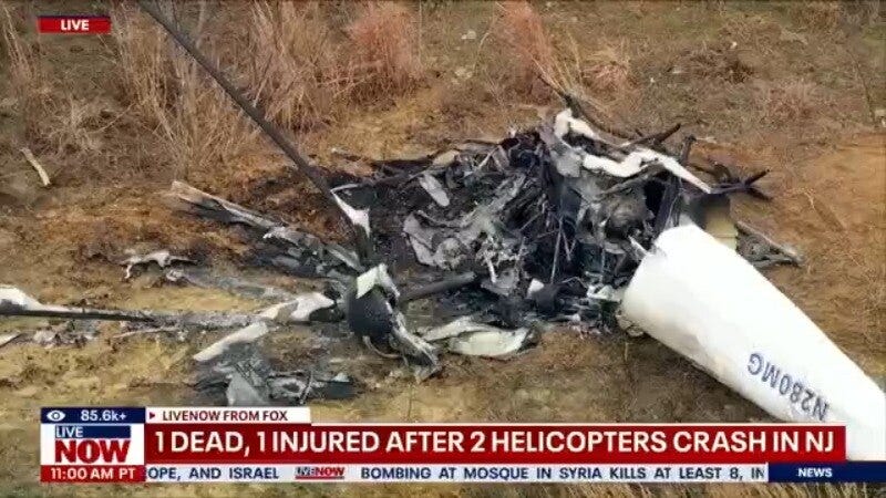 1 dead, 1 injured after mid-air helicopter crash in NJ
