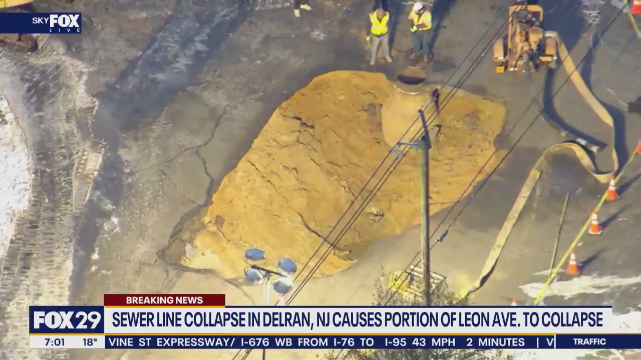 Collapsed Line Sewer line collapse causes massive crater in Delran: officials | FOX 29 ...