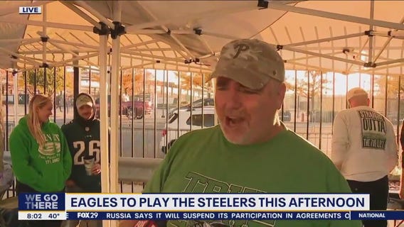 Fans up and ready early to cheer on the Eagles as they play the Steelers Sunday