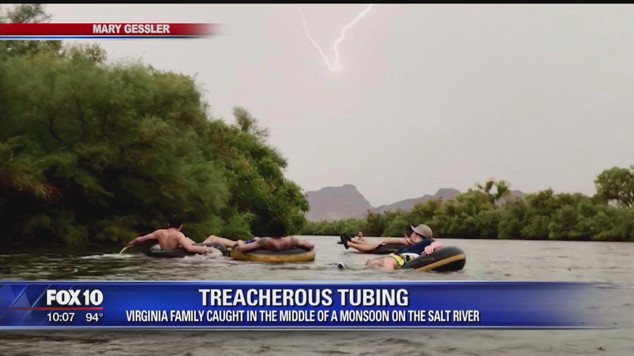 Virginia family gets caught in middle of monsoon while tubing down Salt River