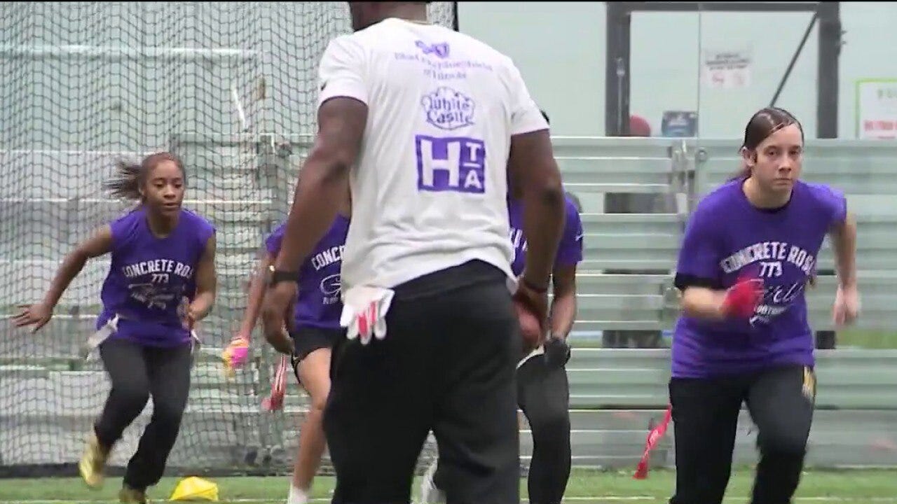 Girls flag football camp