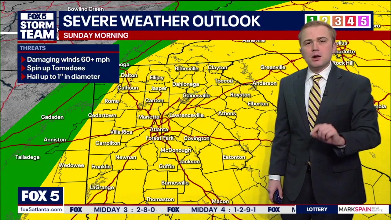 Severe Storms Possible Early Sunday in North Georgia | FOX 5 Atlanta