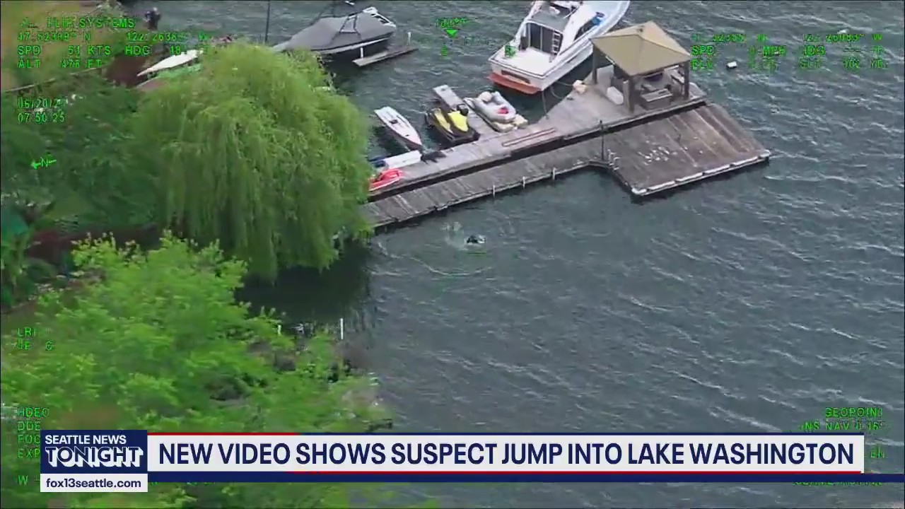 Armed suspect jumps into Lake Washington evading police | FOX 13 Seattle