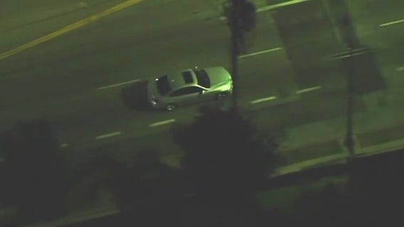 Silver sedan leads car chase across Chinatown, Echo Park