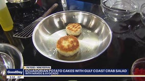 Potato Cakes Topped with Crab Salad