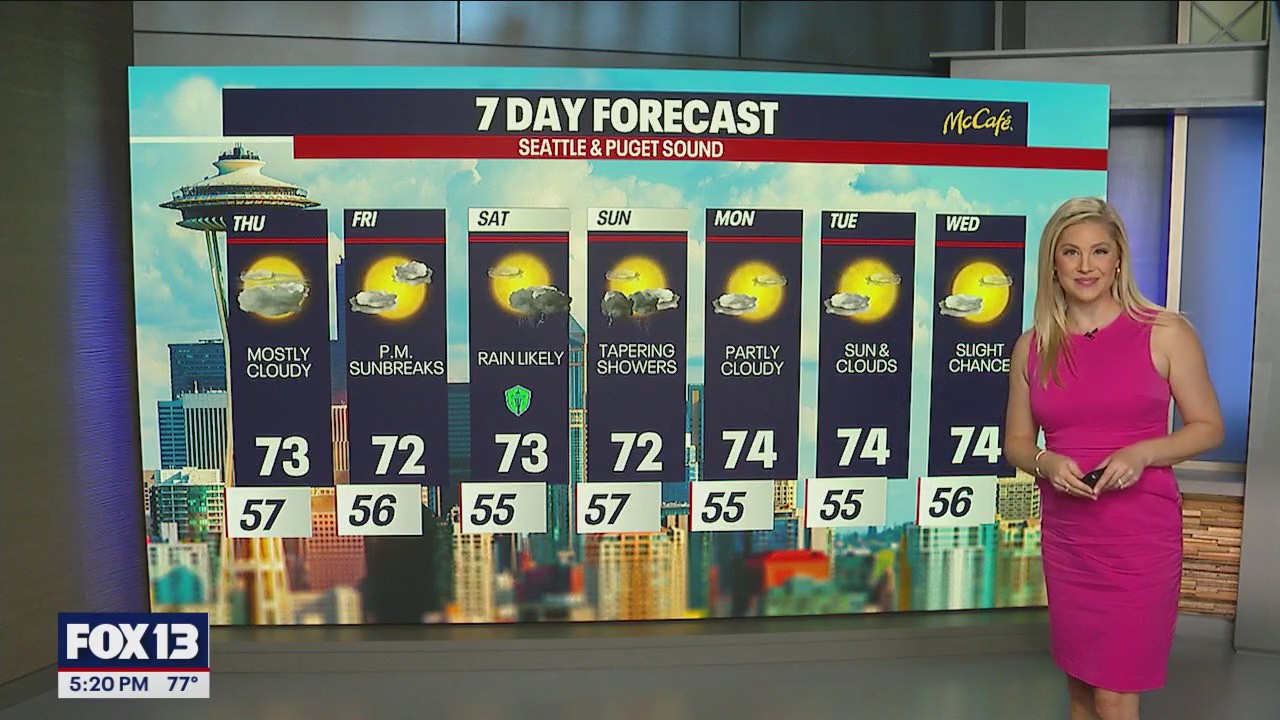 Seattle weather: More clouds Thursday, mountain thunderstorms possible