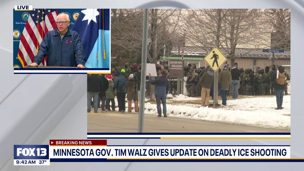 MN Gov. Walz gives update on deadly ICE shooting as protesters gather