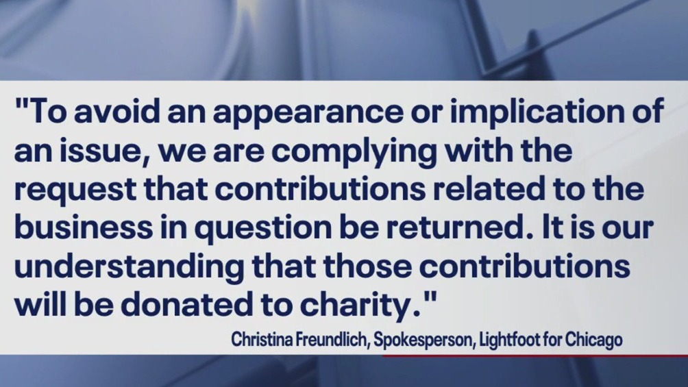 Lightfoot agrees to return $43K in lobbyist contributions