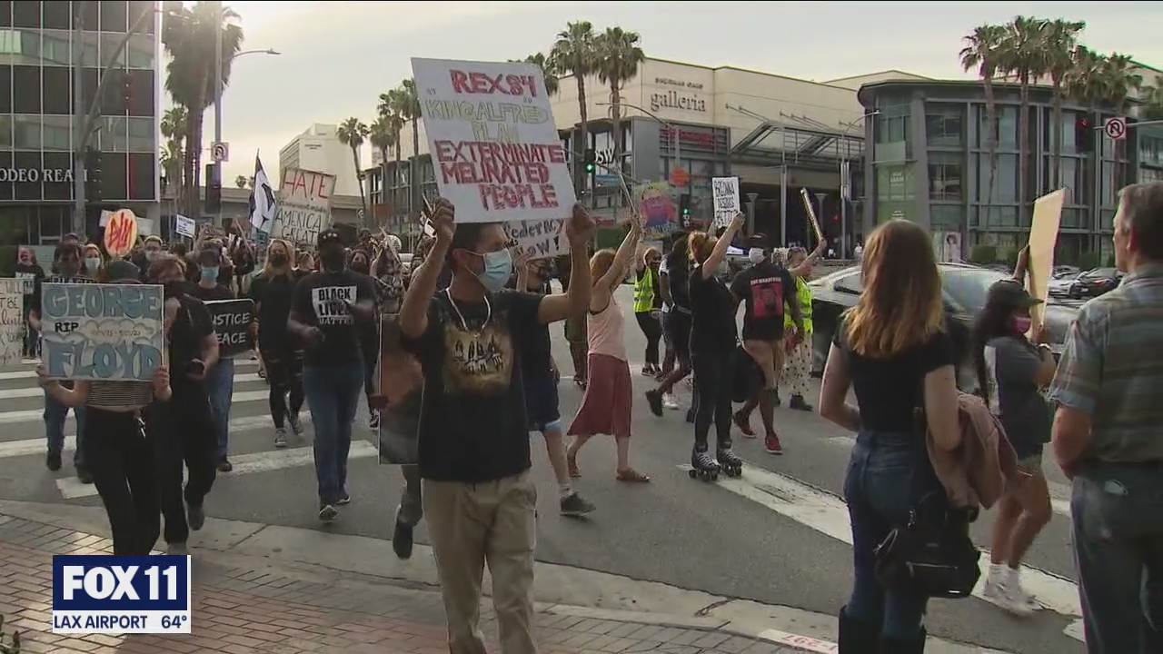 BLM protest in Sherman Oaks draws crowd for one year anniversary of George Floyd's death