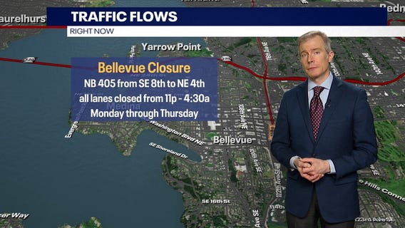 Traffic Alert: NB I-405 closed overnight in Bellevue, WA
