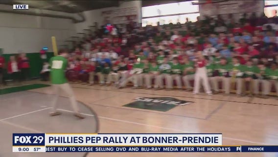 Phillies pep rally at Bonner-Prendie school
