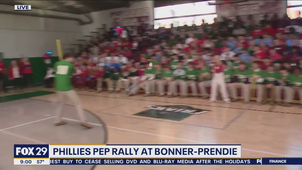 Phillies pep rally at Bonner-Prendie school