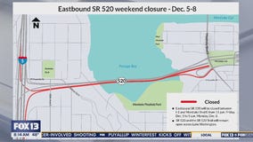 Eastbound SR 520 closed through Monday morning for construction work