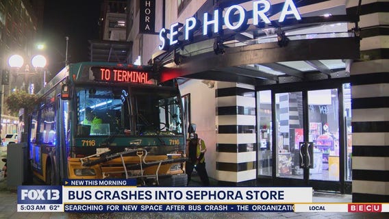 Bus crashes into Seattle Sephora store
