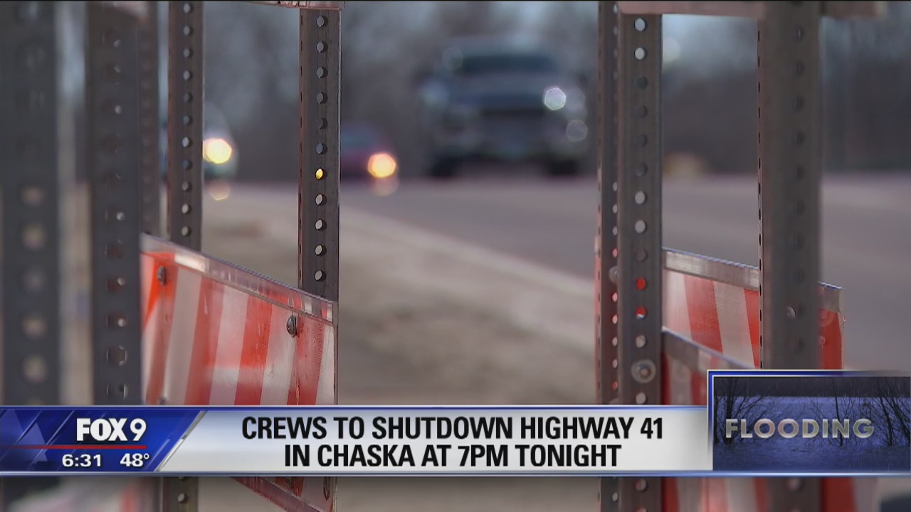 Crews closing Highway 41 in Chaska due to rising water