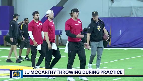 J.J. McCarthy throws in return to Vikings practice