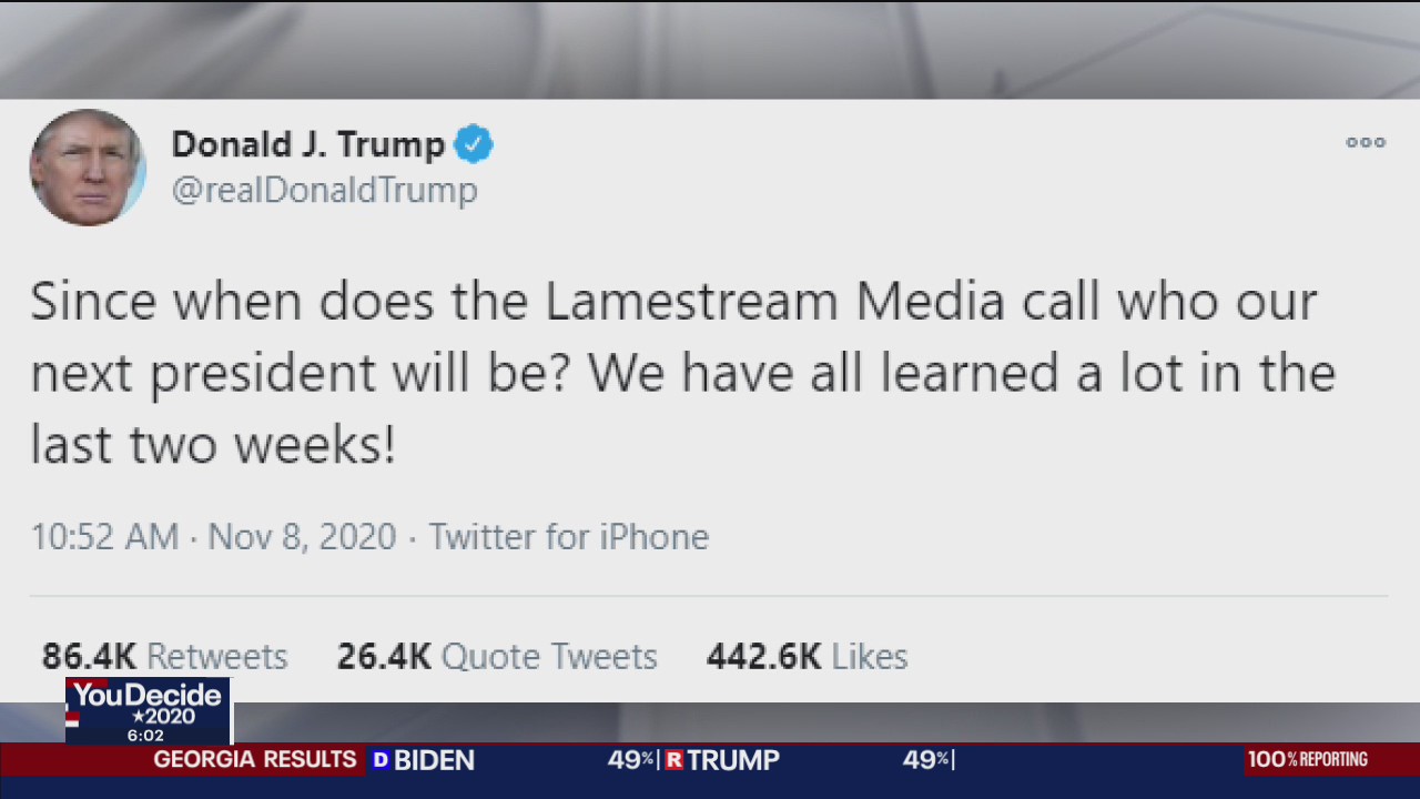 Trump tweets about 'Lamestream Media' Sunday while golfing