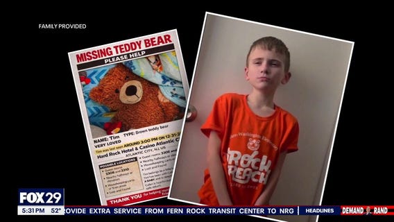 Family, casino search for missing teddy bear beloved by 9-year-old boy