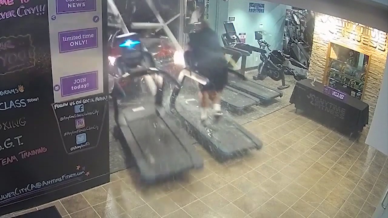 Car crashes into Culver City gym hitting man on treadmill