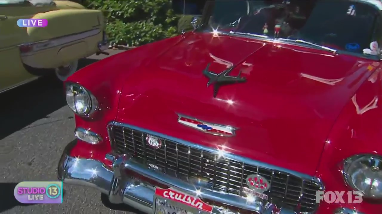 Checking out the classic cars at Seafair