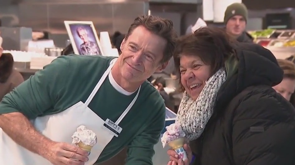 Hugh Jackman serves Kopp's custard