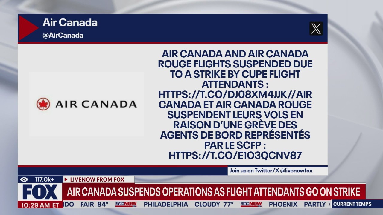 Air Canada cancels flights as attendants go on strike