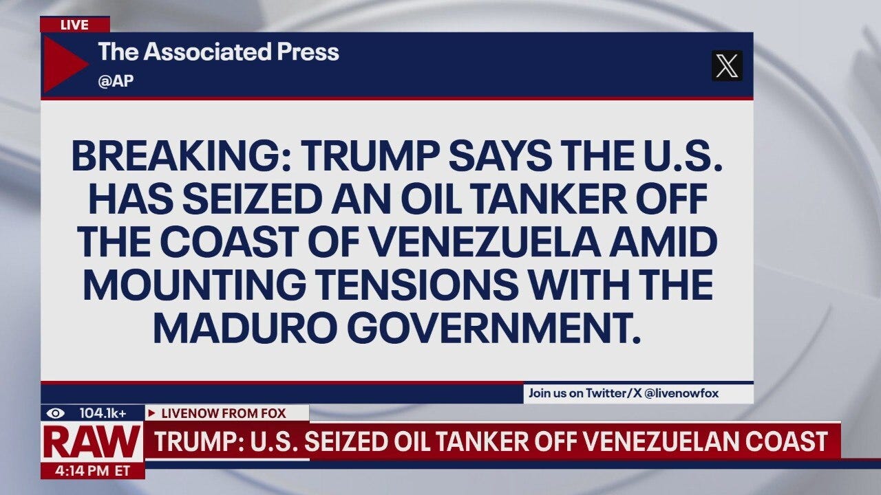 Trump: US seized oil tanker off Venezuelan coast