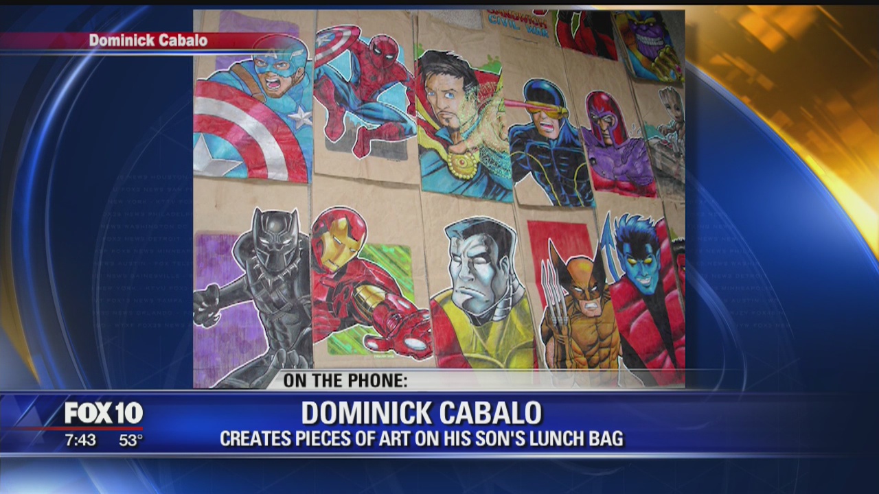 Dad creates works of art on lunchbags