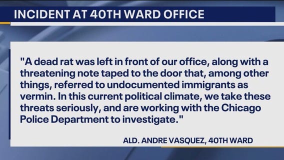 Dead rat, derogatory letter left at Chicago alderman's office