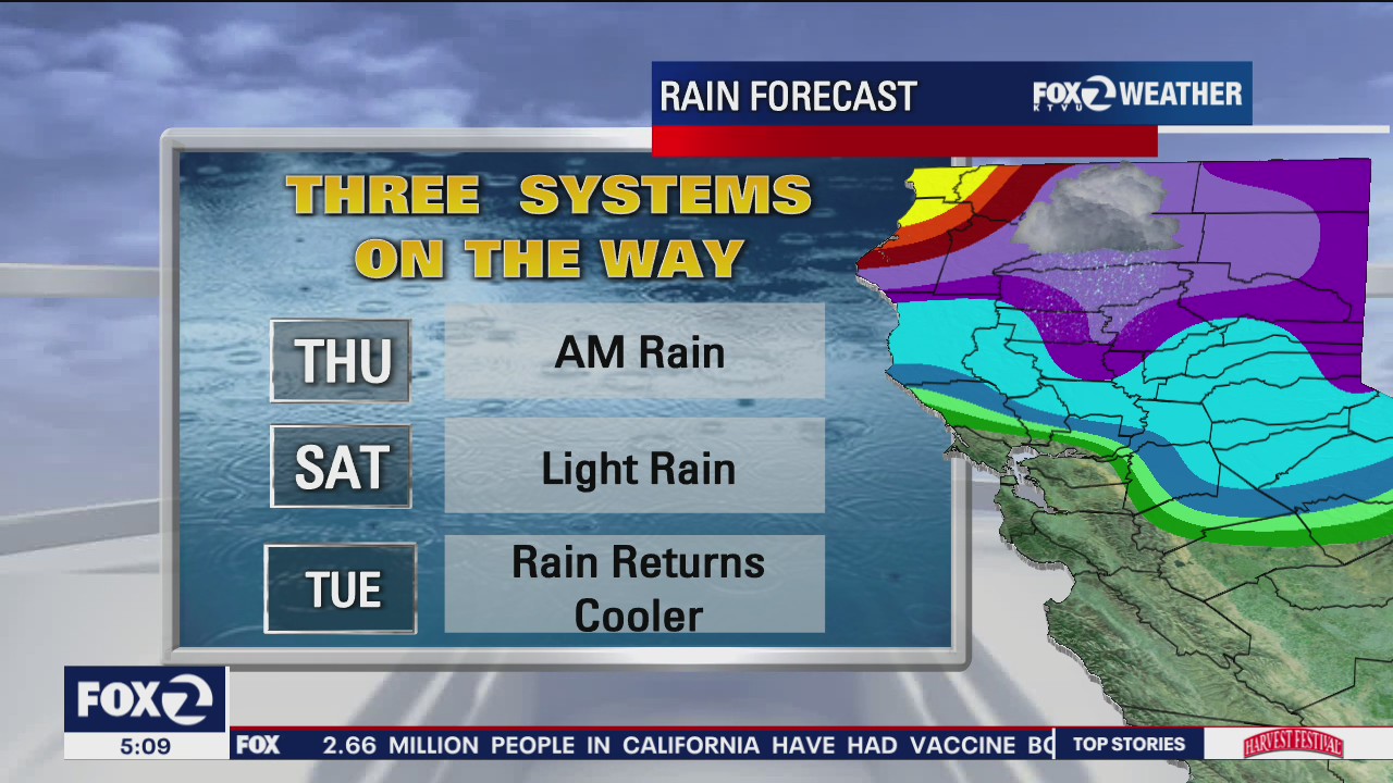 3 rain systems moving through the Bay Area