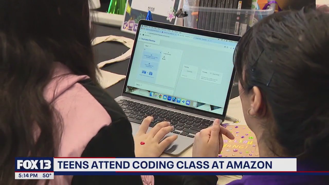 Girls code the future: Inside an AI workshop at Amazon | FOX 13 Seattle