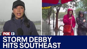 Tropical Storm Debby moving across the Southeast