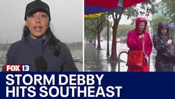 Tropical Storm Debby moving across the Southeast