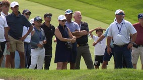 Charlie Woods plays at U.S. Junior Amateur at Oakland Hills