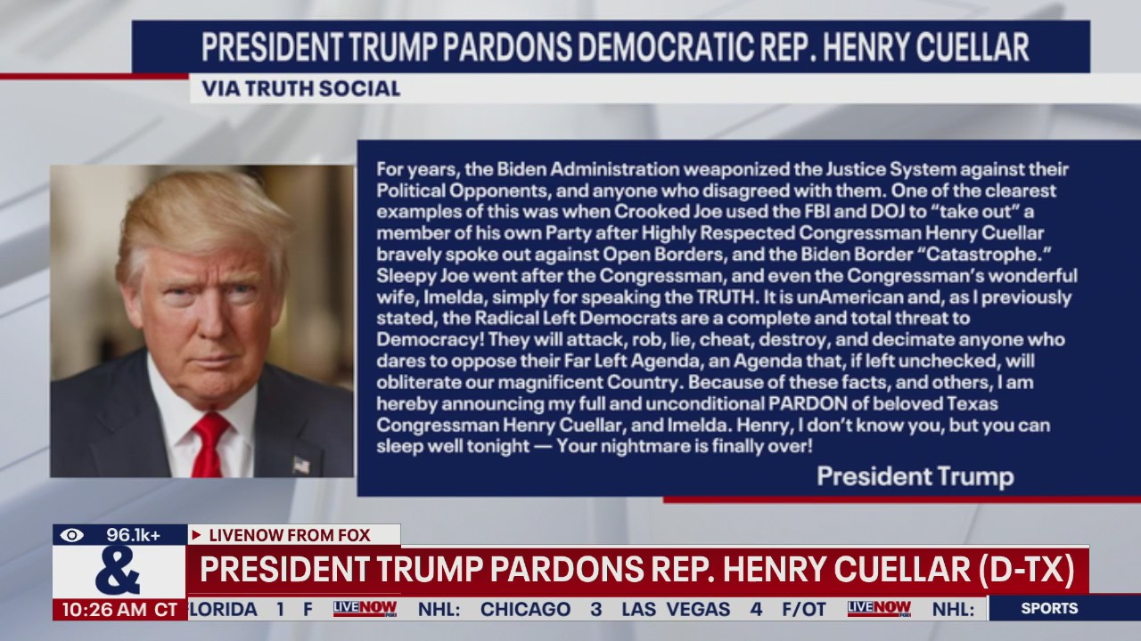 Trump pardons Rep. Henry Cuellar (D-TX)