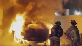 Car explodes after someone tossed item at home