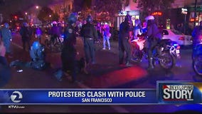 Protesters clash with SFPD in Mission, CHP blocks freeway ramps in Oakland