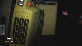 Storm knocks over semi in Zimmerman