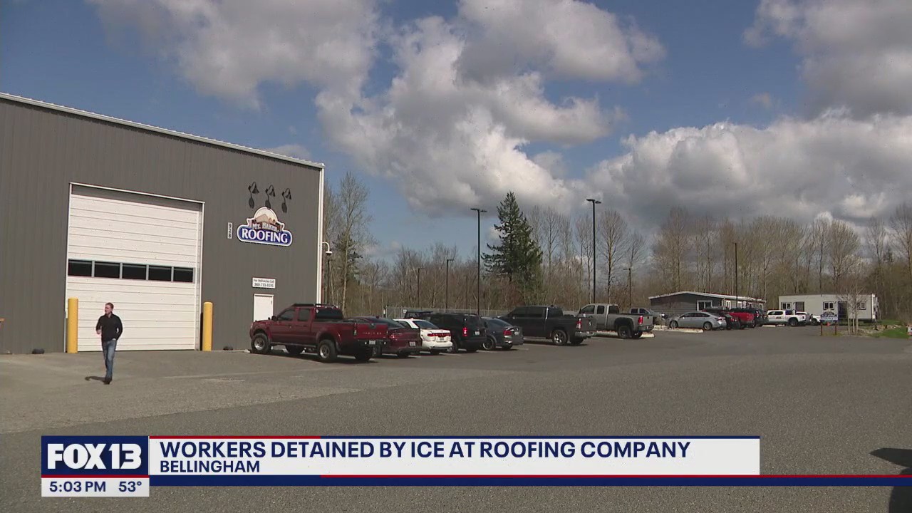 Families react as ICE detains 37 workers at Bellingham, WA roofing company