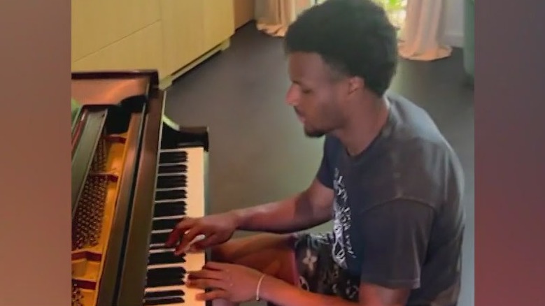 Bronny James plays piano after cardiac arrest