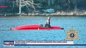 Seaplane flips while landing on Long Lake