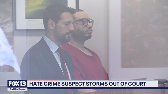 Seattle hate crime suspect storms out of court