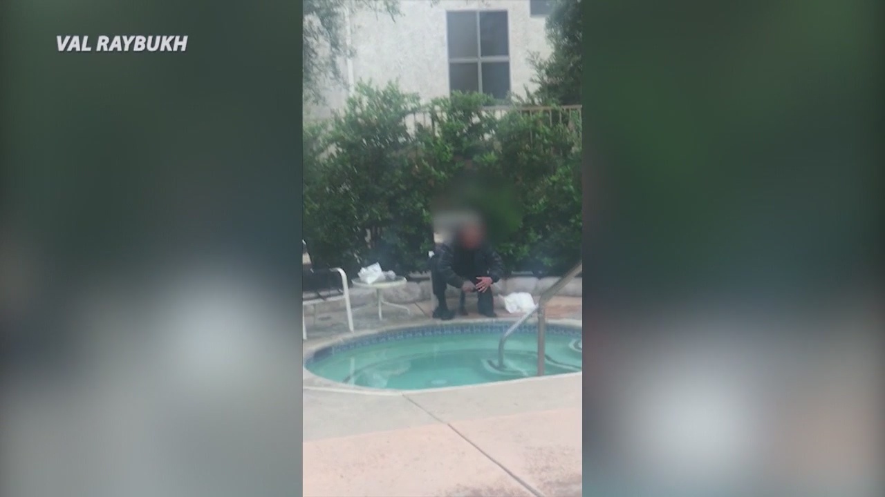 Resident confronts homeless man bathing in jacuzzi on private property