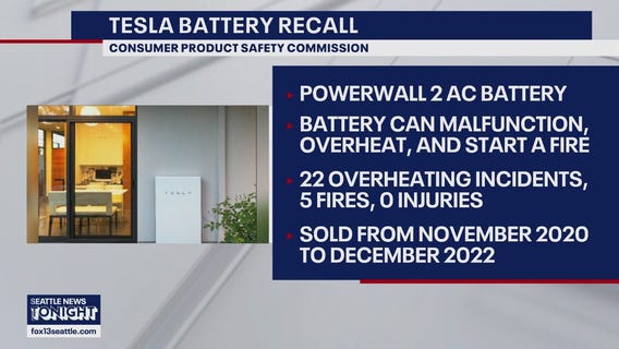 Tesla recalls wall batteries for fire hazard; 22 incidents reported