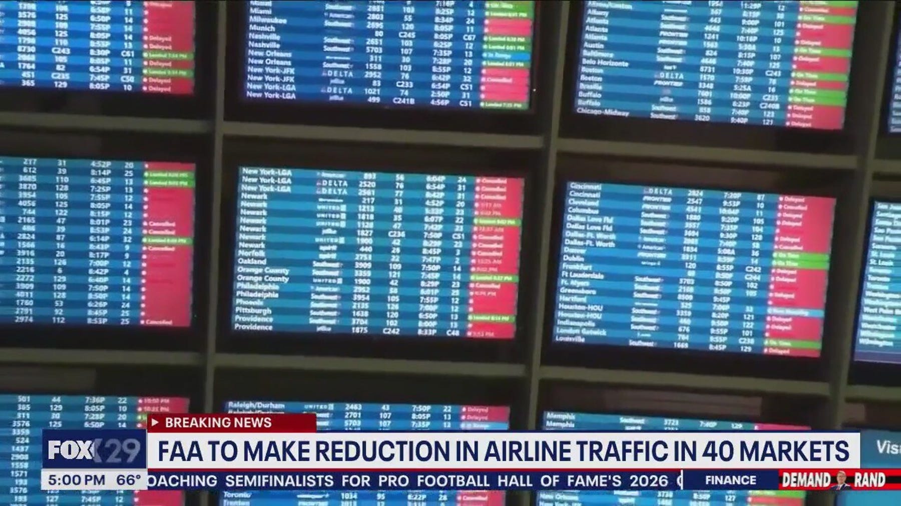 FAA to make reduction in airline traffic