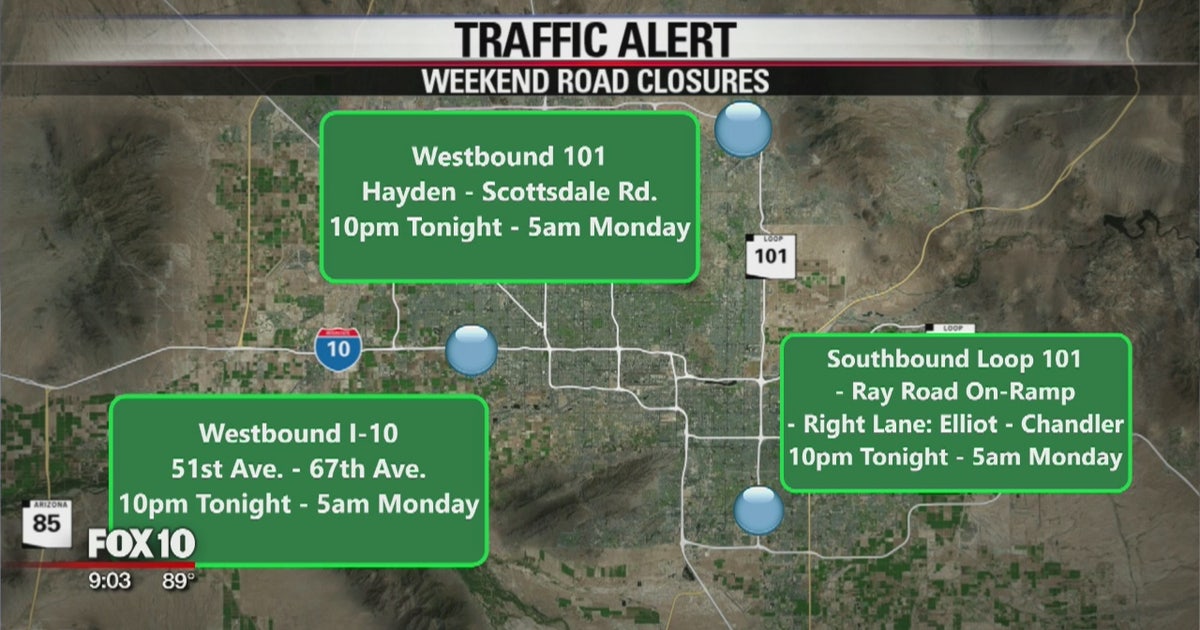 Weekend freeway closures scheduled for I-10, L-101, I-17 | FOX 10 Phoenix