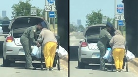 Oklahoma airman helps elderly woman take groceries home in viral video