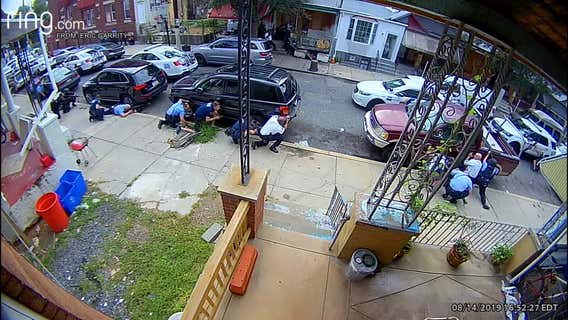 Home surveillance video shows chaotic scene during North Philadelphia police shootout