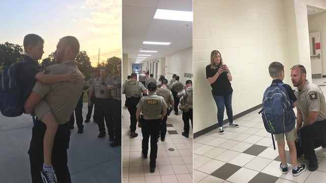 Son of fallen Hall County deputy gets escort for first day of school
