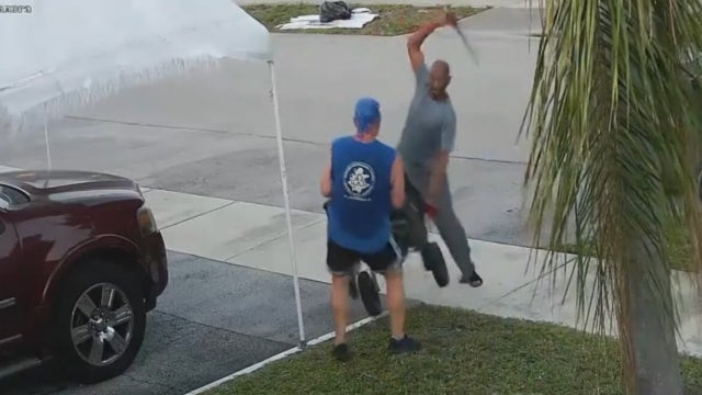 Florida deputies search for a man who swung a sword at a jogger during an argument over trash